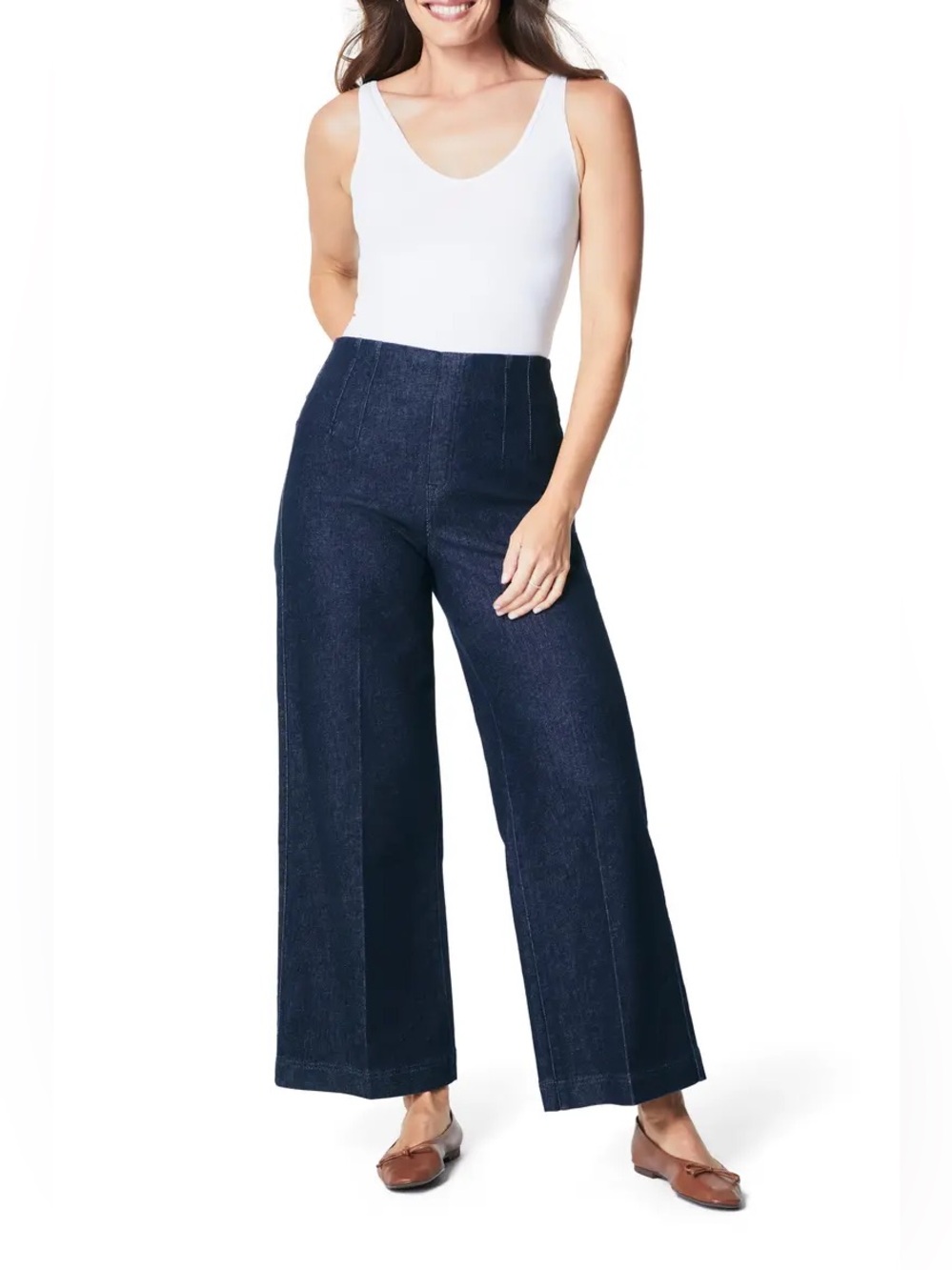 Spanx Zero Waistband Crop Wide Leg Jeans Raw Indigo Dark Wash Size 3X NWT